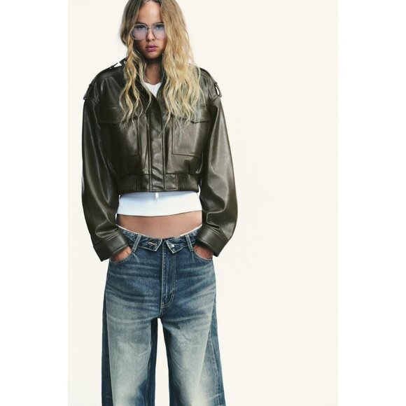 ZARA FAUX LEATHER SHORT JACKET - Picture 3 of 9